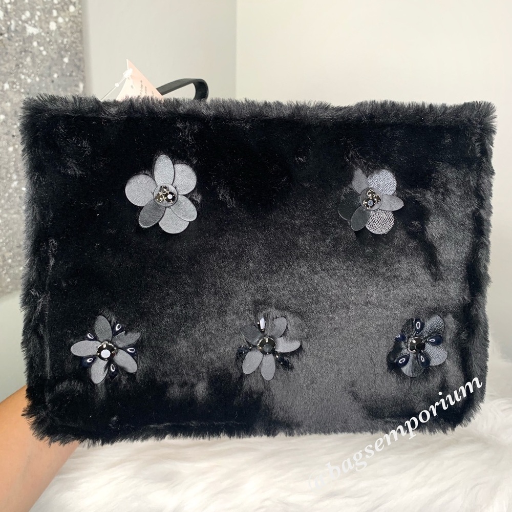 Kate Spade Neve Shearling Embellished LG Pouch Bag